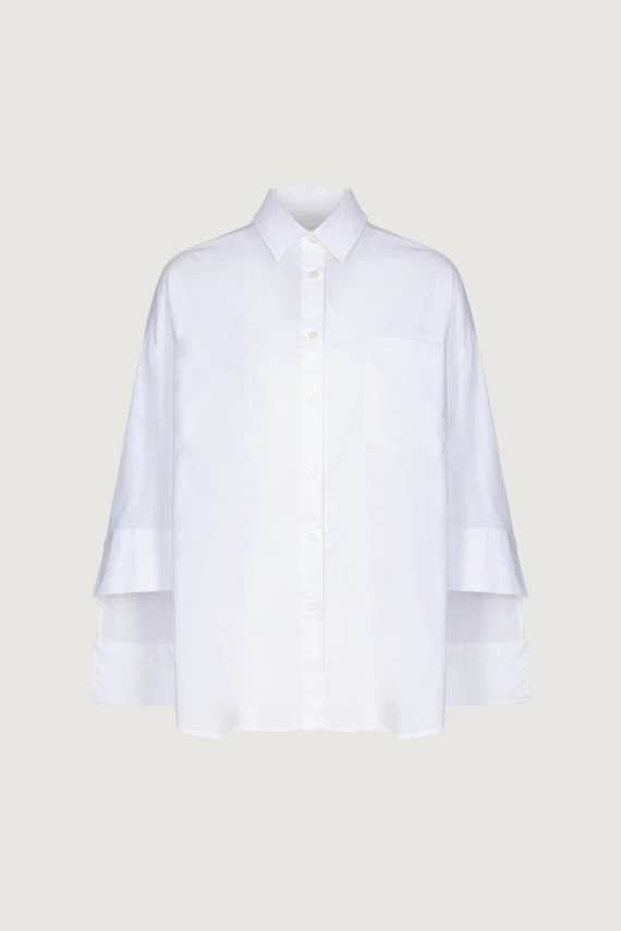 CAMICIA OVER IN POPELINE CON RICAMO SUL RETRO