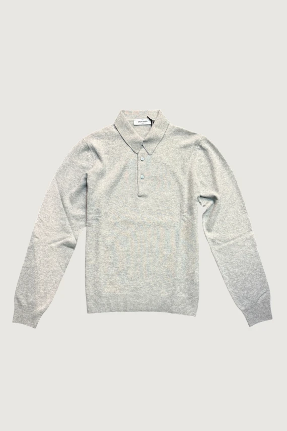 Maglia con scollo a polo grigio chiaro GRS