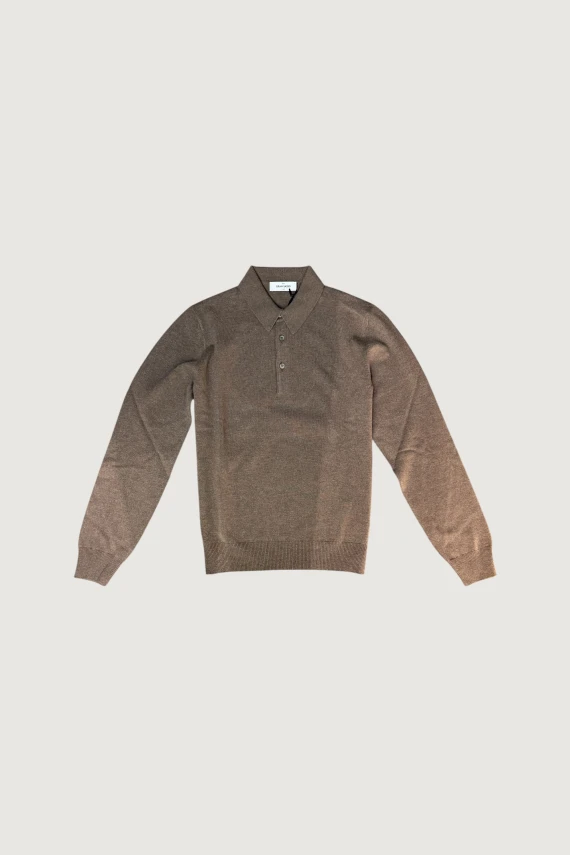 Maglione marrone scuro con colletto tipo polo
