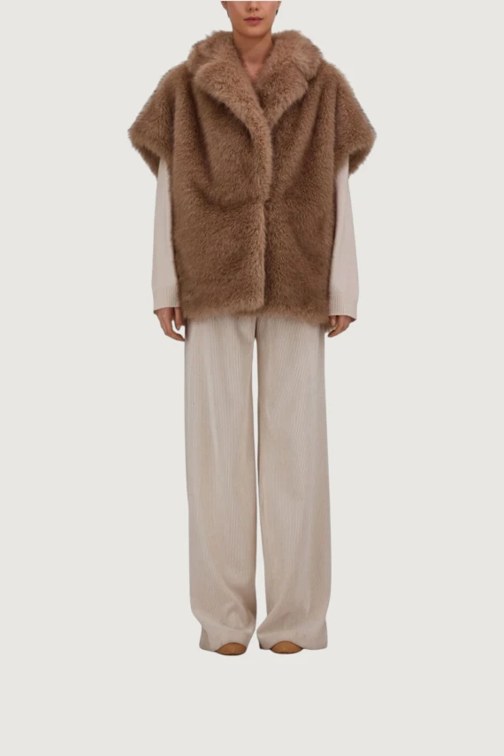 Gilet beige effetto peluche HERNO
