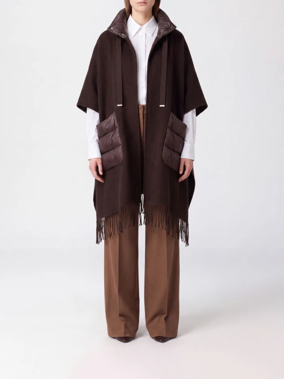 Mantella oversize in lana vergine marrone