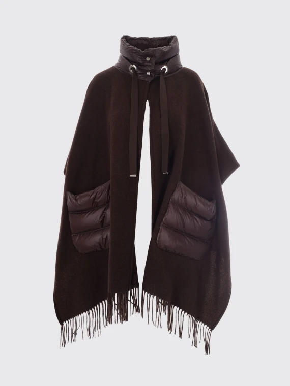 Mantella oversize in lana vergine marrone HERNO