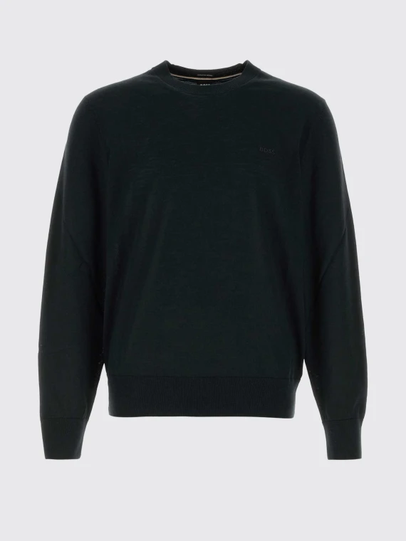 Black virgin wool crew-neck sweater HUGO BOSS