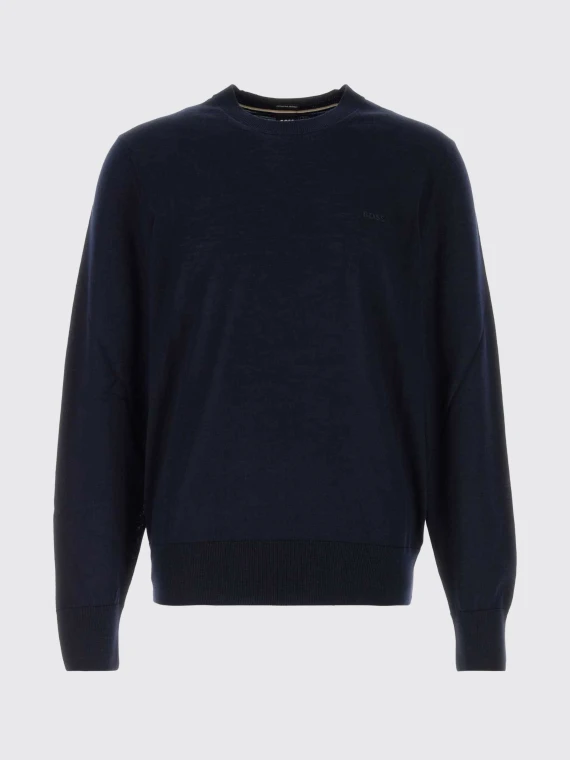 Maglione girocollo in lana vergine blu scuro HUGO BOSS