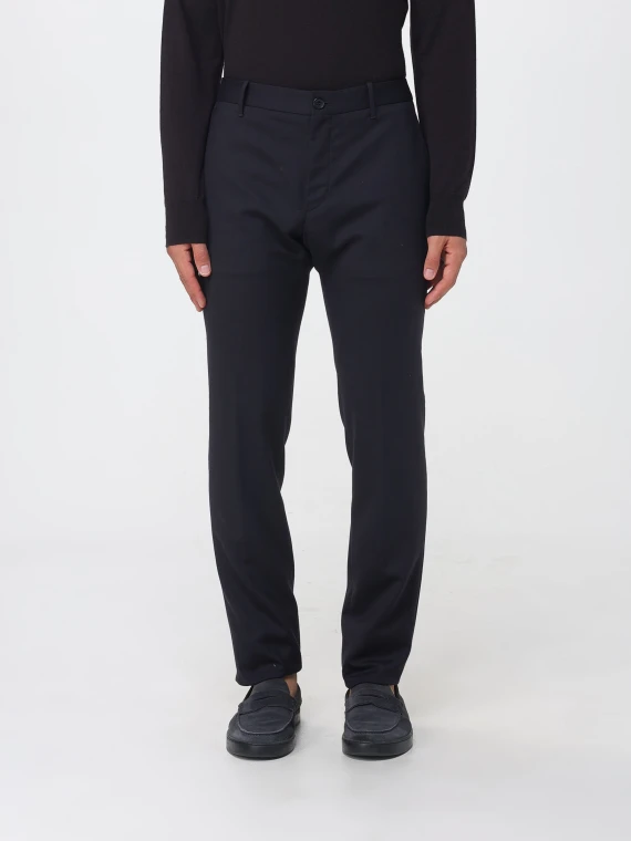Pantaloni in lana blu scuro a gamba dritta INCOTEX RED