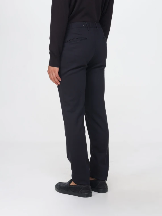 Pantaloni in lana blu scuro a gamba dritta INCOTEX RED