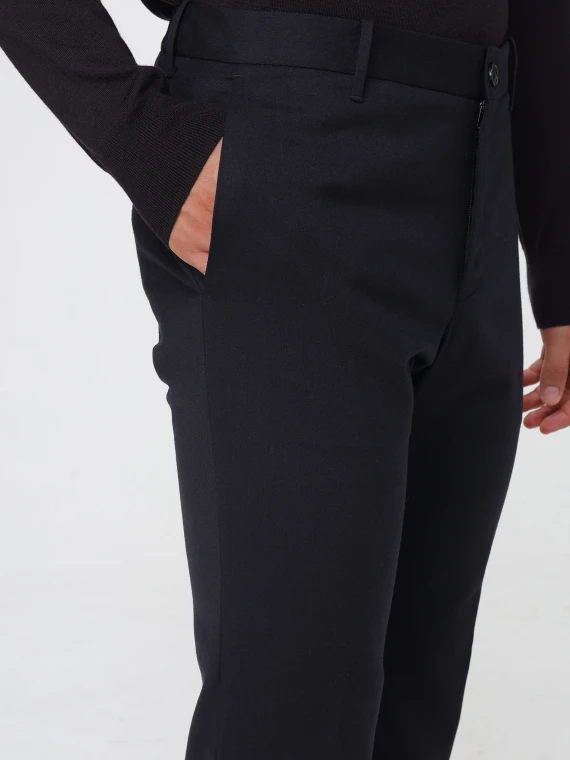 Pantaloni in lana blu scuro a gamba dritta INCOTEX RED