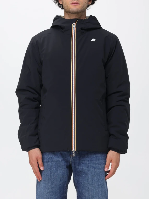 Reversible black and military green waterproof jacket K-WAY