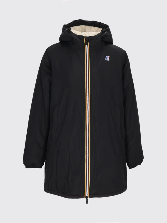 Black padded jacket with hood K-WAY