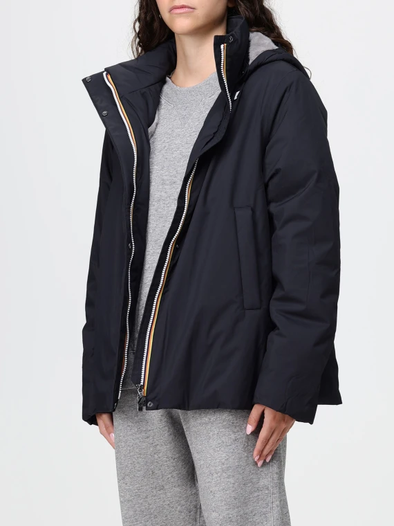 Black padded hooded jacket K-WAY