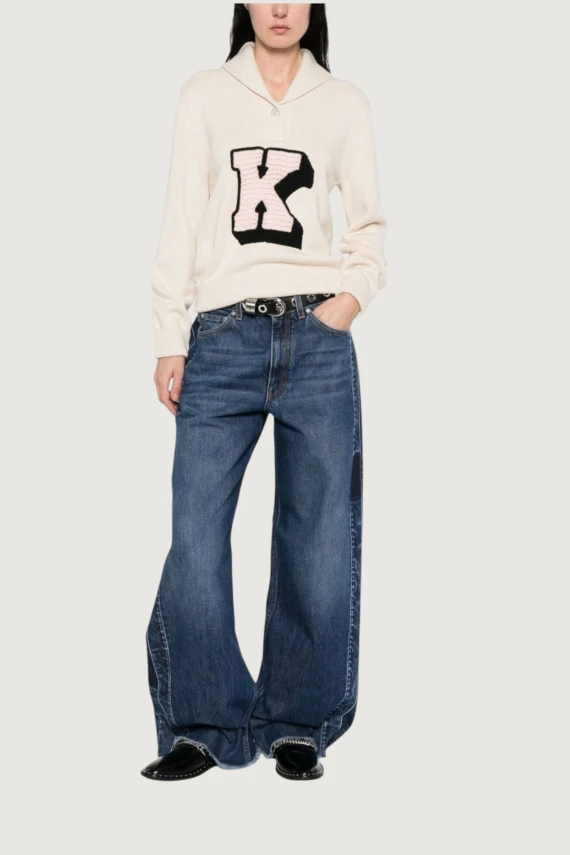 Maglione ecru con grafica frontale Kenzo
