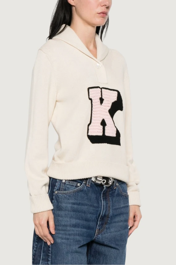 Maglione ecru con grafica frontale Kenzo