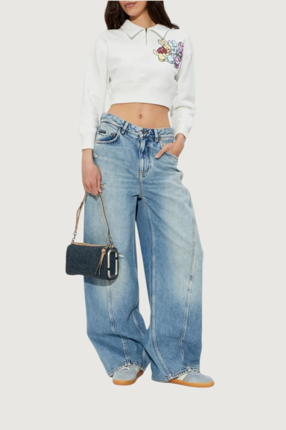 Felpa bianca con collo alto e zip Kenzo