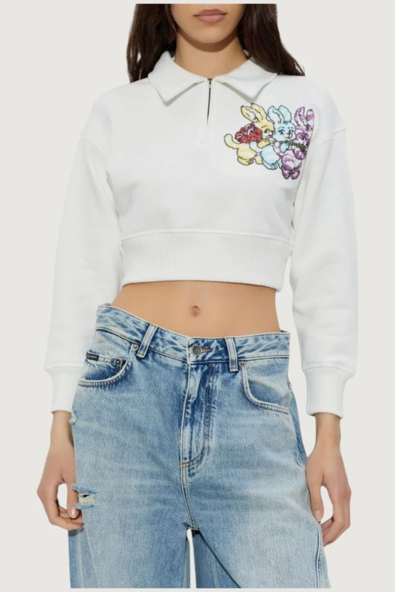 Felpa bianca con collo alto e zip Kenzo