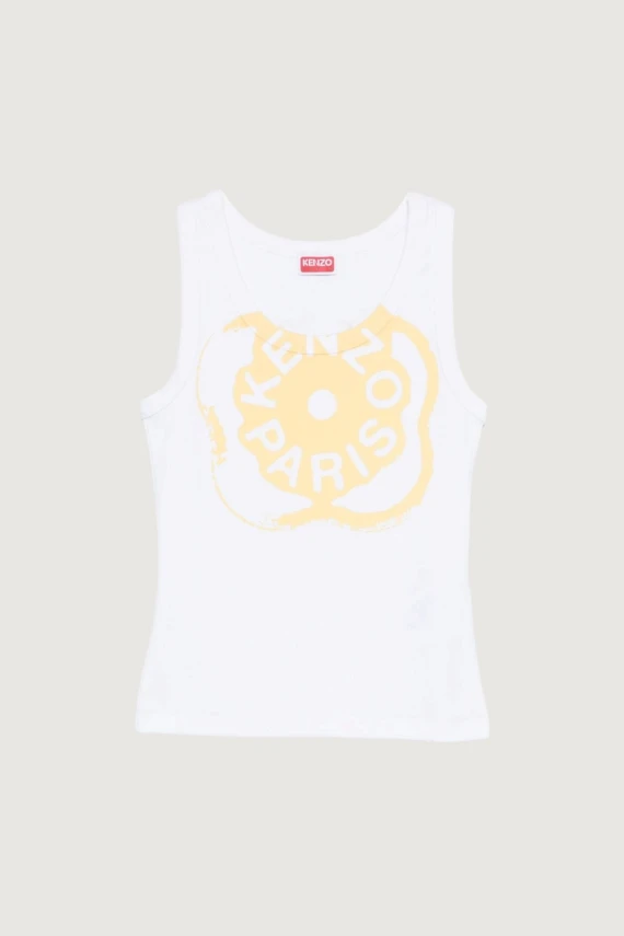 Tank top bianco con stampa grafica Kenzo