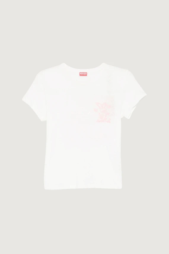 T-shirt bianca in cotone con stampa grafica