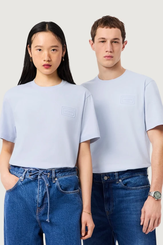 T-shirt in jersey con marchio goffrato