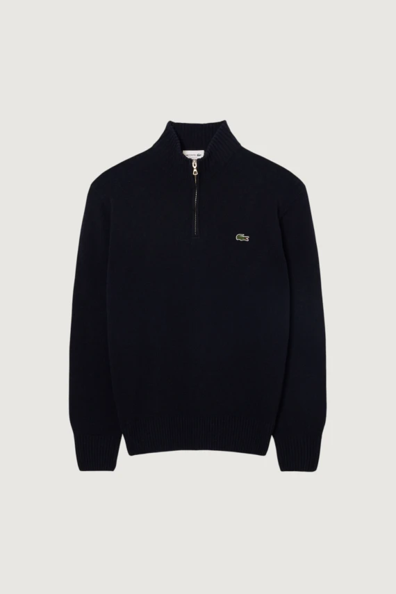 Maglione a collo alto in lana cardata con zip LACOSTE