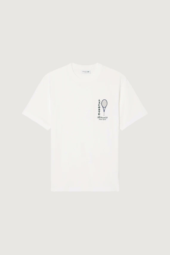 T-shirt in jersey di cotone con stampa e ricamo LACOSTE