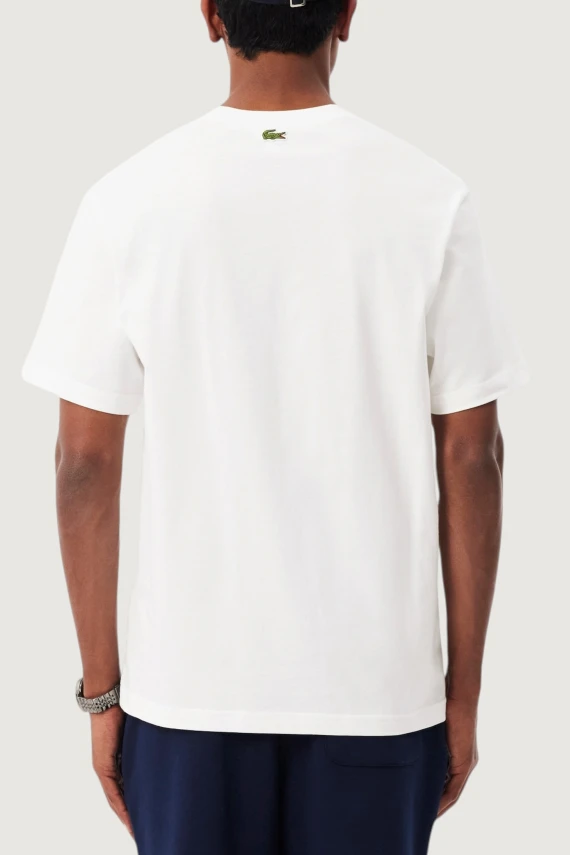 T-shirt in jersey di cotone con stampa e ricamo LACOSTE