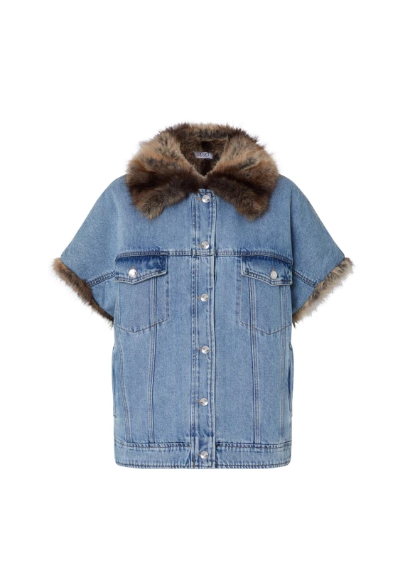 Blue denim vest with fur collar Liu Jo