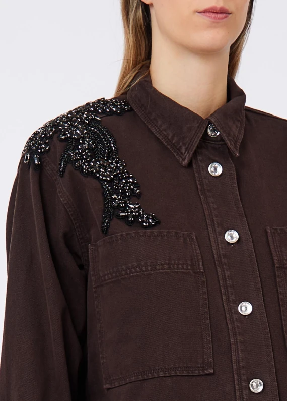 Brown denim overshirt jacket Liu Jo