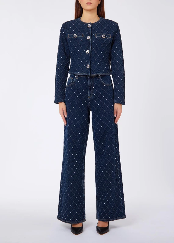 Giacca trapuntata blu denim
