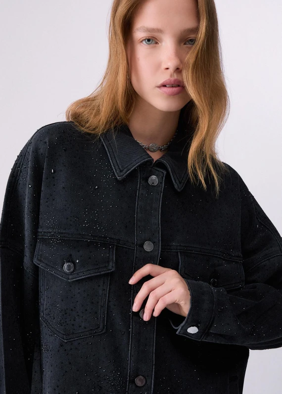 Giubbino in denim nero
