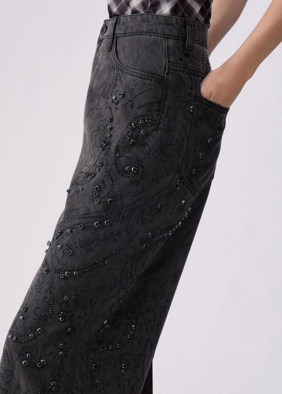 Pantaloni flare in denim nero LES PLUM DE LIUJO