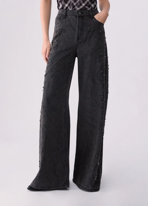Pantaloni flare in denim nero Liu Jo