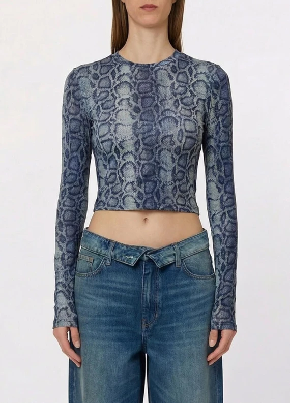 Crop top aderente blu LES PLUM DE LIUJO