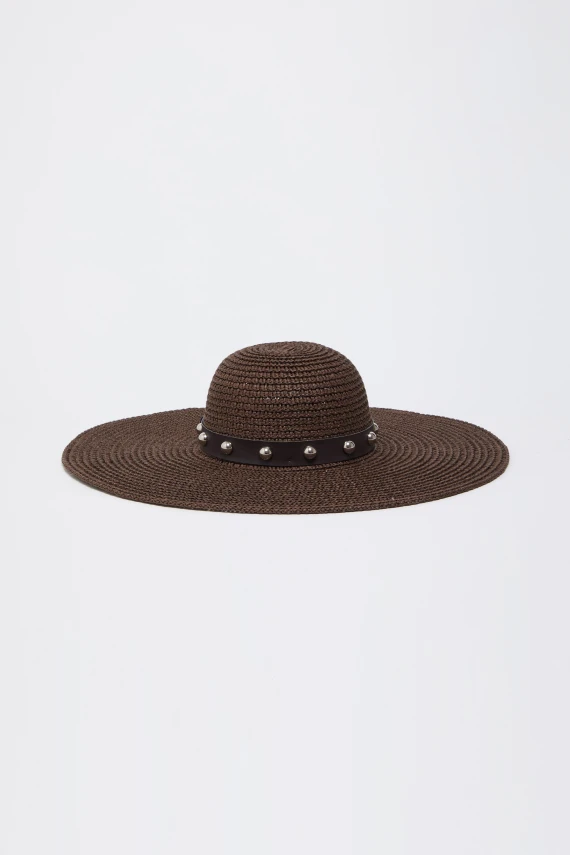 Cappello a tesa larga in carta marrone scuro