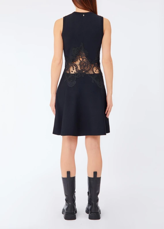 Short sleeveless knit dress with lace LIU JO COLLECTION