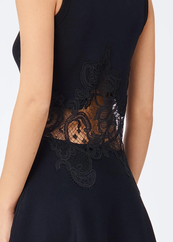 Short sleeveless knit dress with lace LIU JO COLLECTION