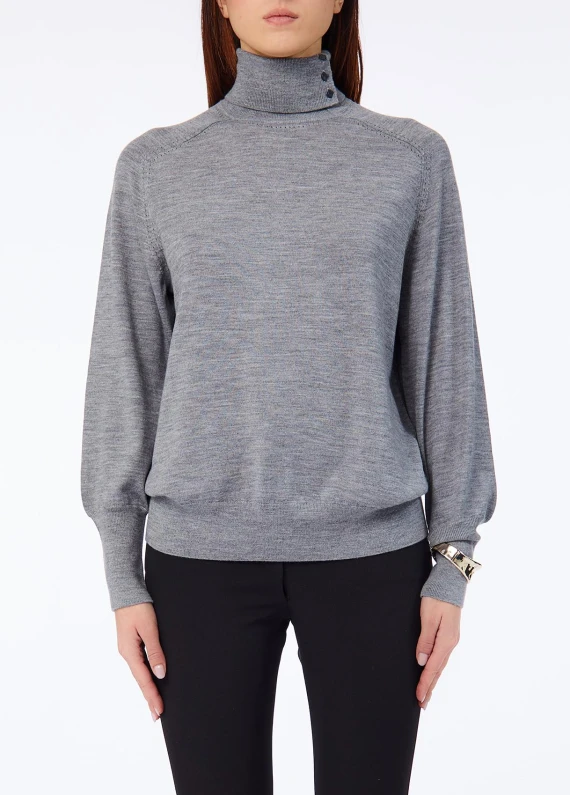 Maglia dolcevita in lana grigia