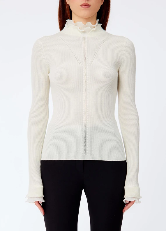 Maglia bianca con rouches