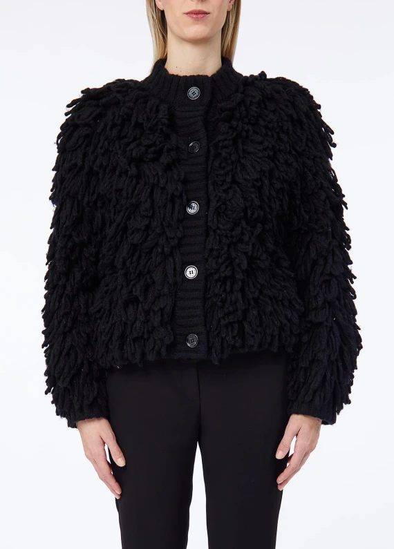 Giacca corta in maglia nera