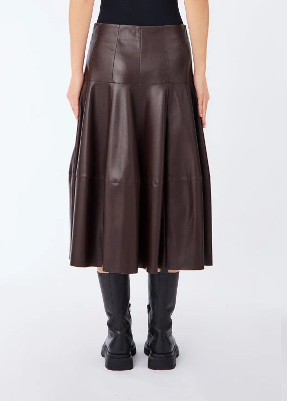 Dark brown pleated midi skirt LIU JO COLLECTION