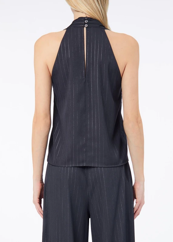 Dark grey embroidered sleeveless top LIU JO COLLECTION