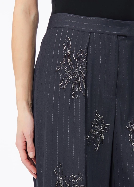 Pantaloni ampi ricamati blu scuro LIU JO COLLECTION