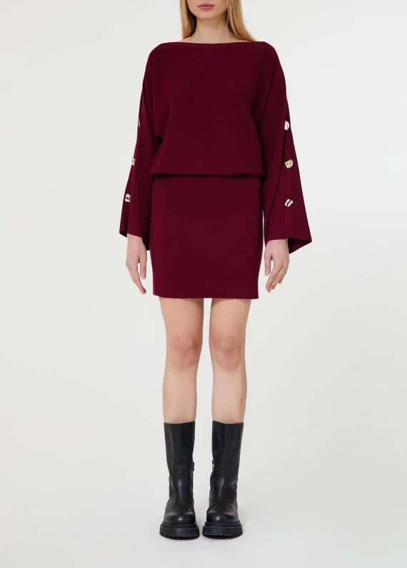 Abito in maglia rosso scuro