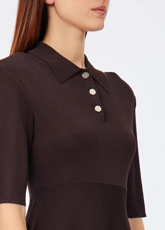 Dark brown short knit dress LIU JO COLLECTION