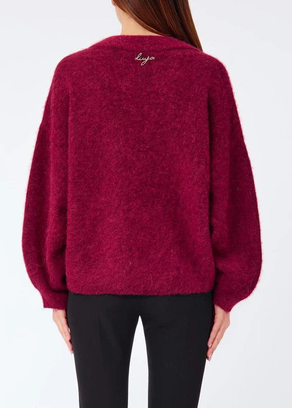 Maglia chiusa rosso scuro con scollo a V LIU JO COLLECTION
