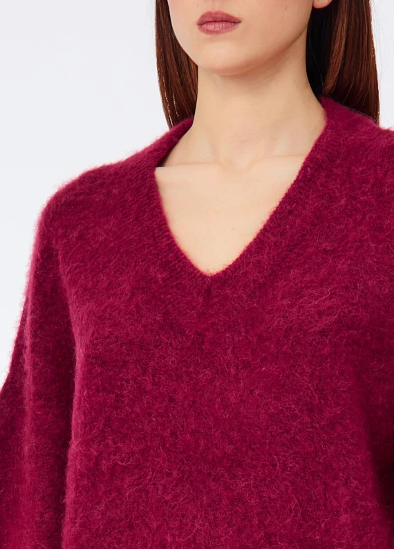 Maglia chiusa rosso scuro con scollo a V LIU JO COLLECTION