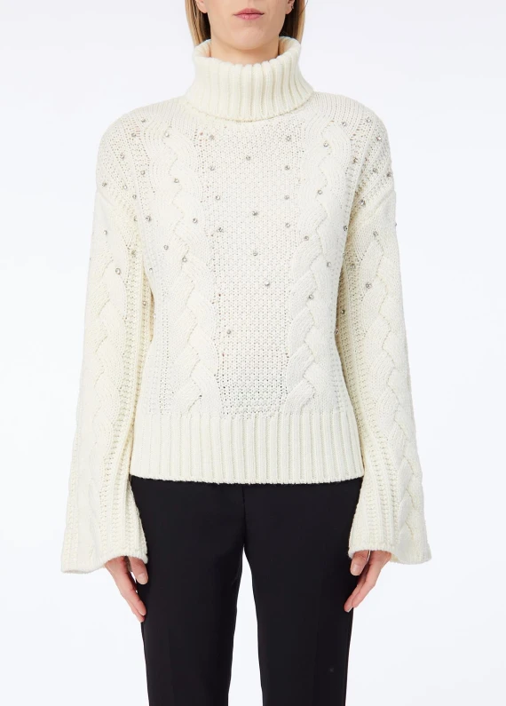 Dolcevita in maglia bianco crema