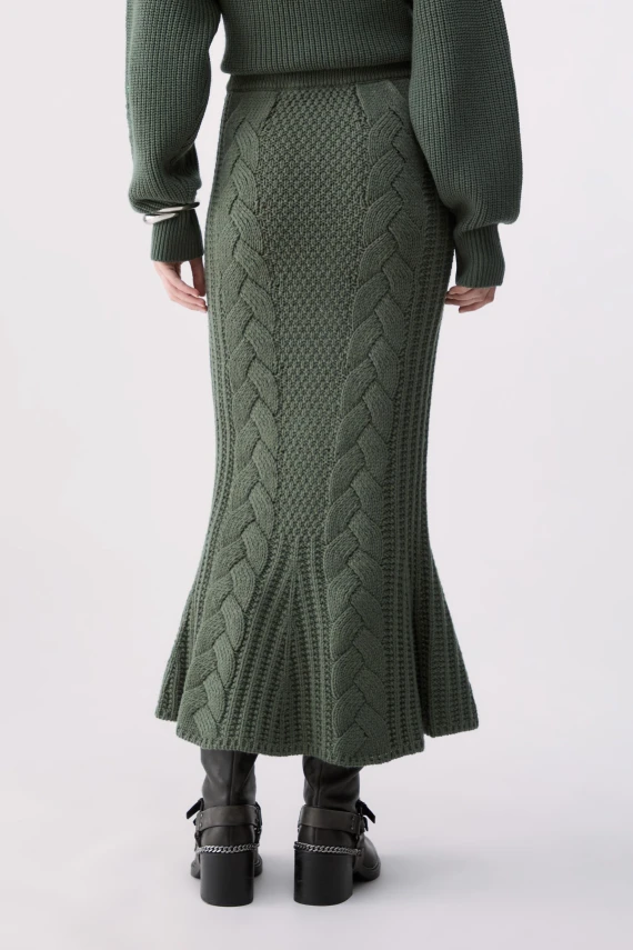 Gonna longuette in maglia verde
