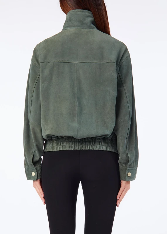 Dark green suede bomber jacket LIU JO COLLECTION