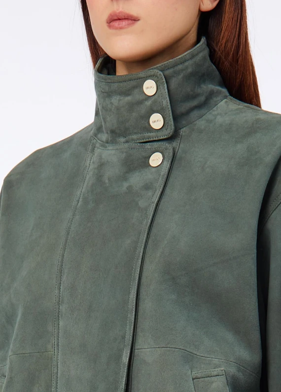 Dark green suede bomber jacket LIU JO COLLECTION