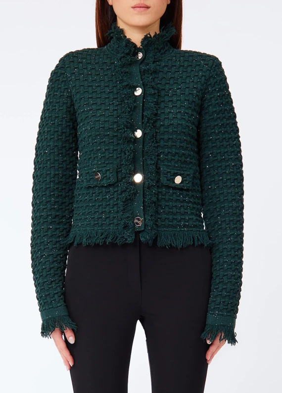 Giacca in maglia verde scuro