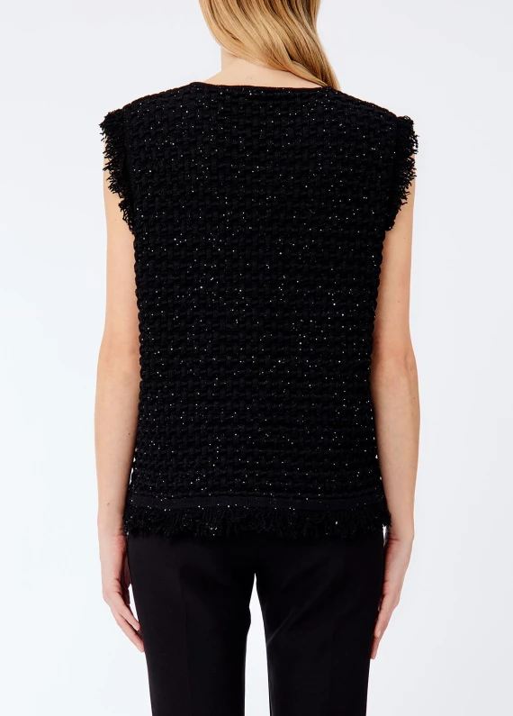 Black sleeveless knit top with buttons LIU JO COLLECTION